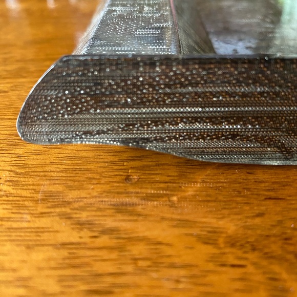 Vintage Vanity tray clear plastic encasing Gold Silver lamé brocade textile - Picture 6 of 7